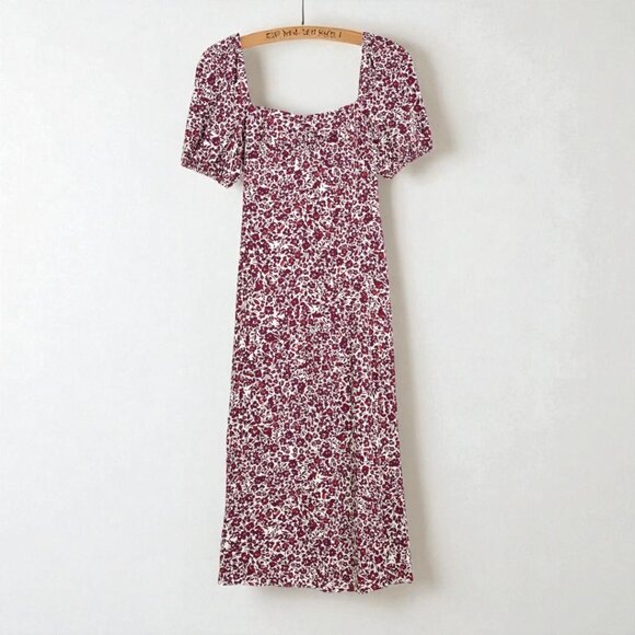 Madewell Puff Sleeve Sweetheart Midi Dress in Floral Size 2 - Picture 4 of 11